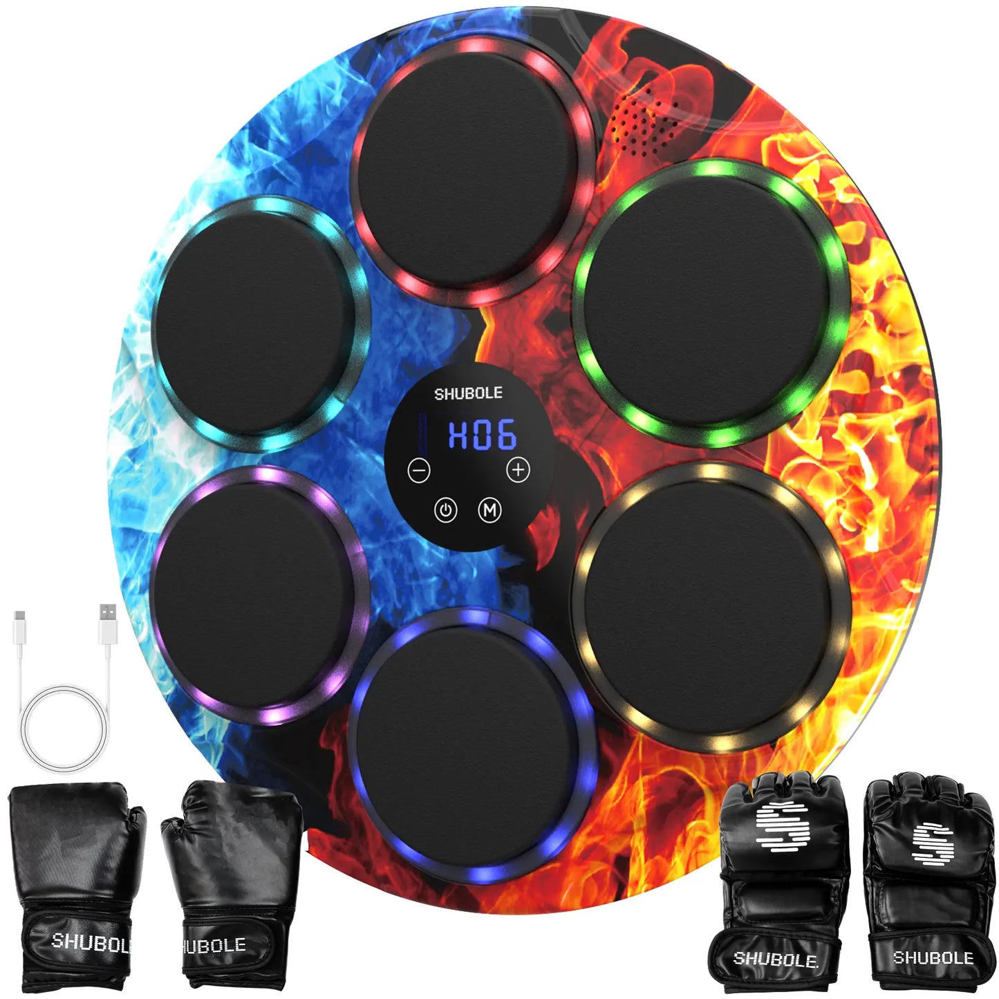 Shubole Music Boxing Machine with Gloves - Wall Mounted Punching Trainer for Adults & Kids, 9-Speed Punch Game, Wall Boxing Punching Pad, 2025 Upgrade Gifts for Boys Age 6+