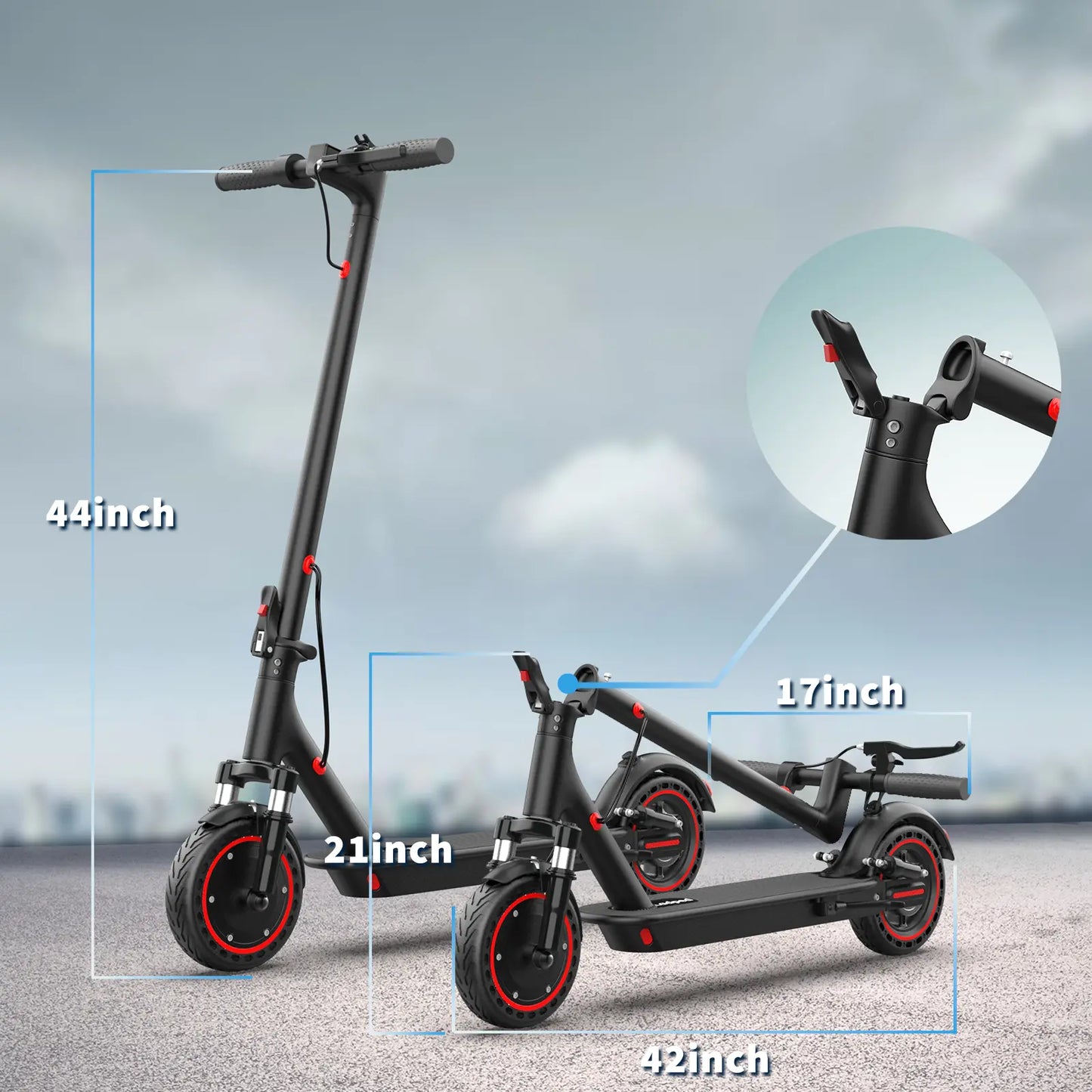 350W Motor Electric Scooter,19Mph Speed,Folding E-Scooter with Dual Suspension,App Controlrange