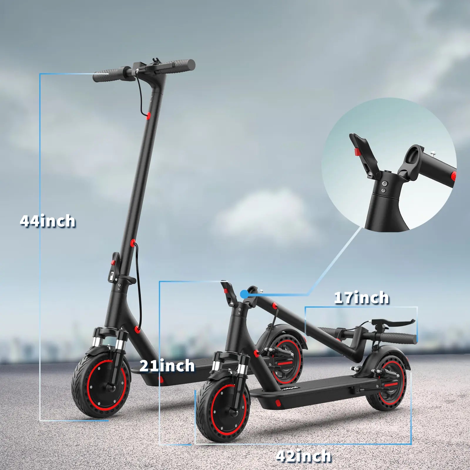 350W Motor Electric Scooter,19Mph Speed,Folding E-Scooter with Dual Suspension,App Controlrange