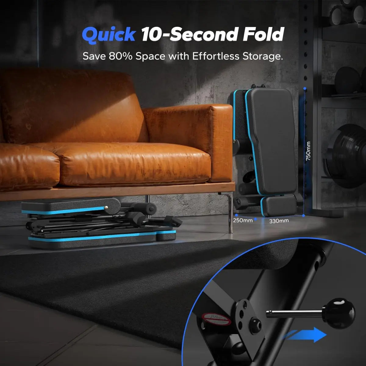 Adjustable Weight Bench, 990 Lbs Quick Fold Weight Bench Suitable for Home Gym, Exercise Bench with Extended Head Support, Adjustable Incline, Decline, and Flat Multifunctional Bench Press Suitable for Full Body Workout