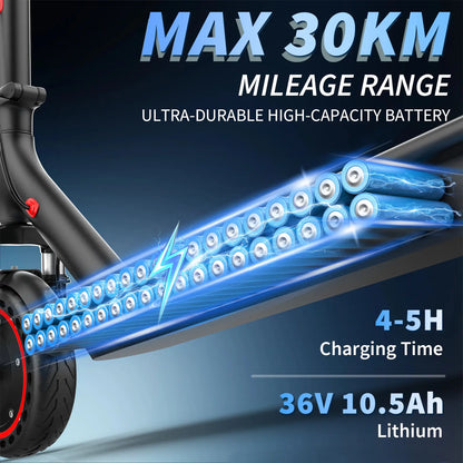 350W Motor Electric Scooter,19Mph Speed,Folding E-Scooter with Dual Suspension,App Controlrange