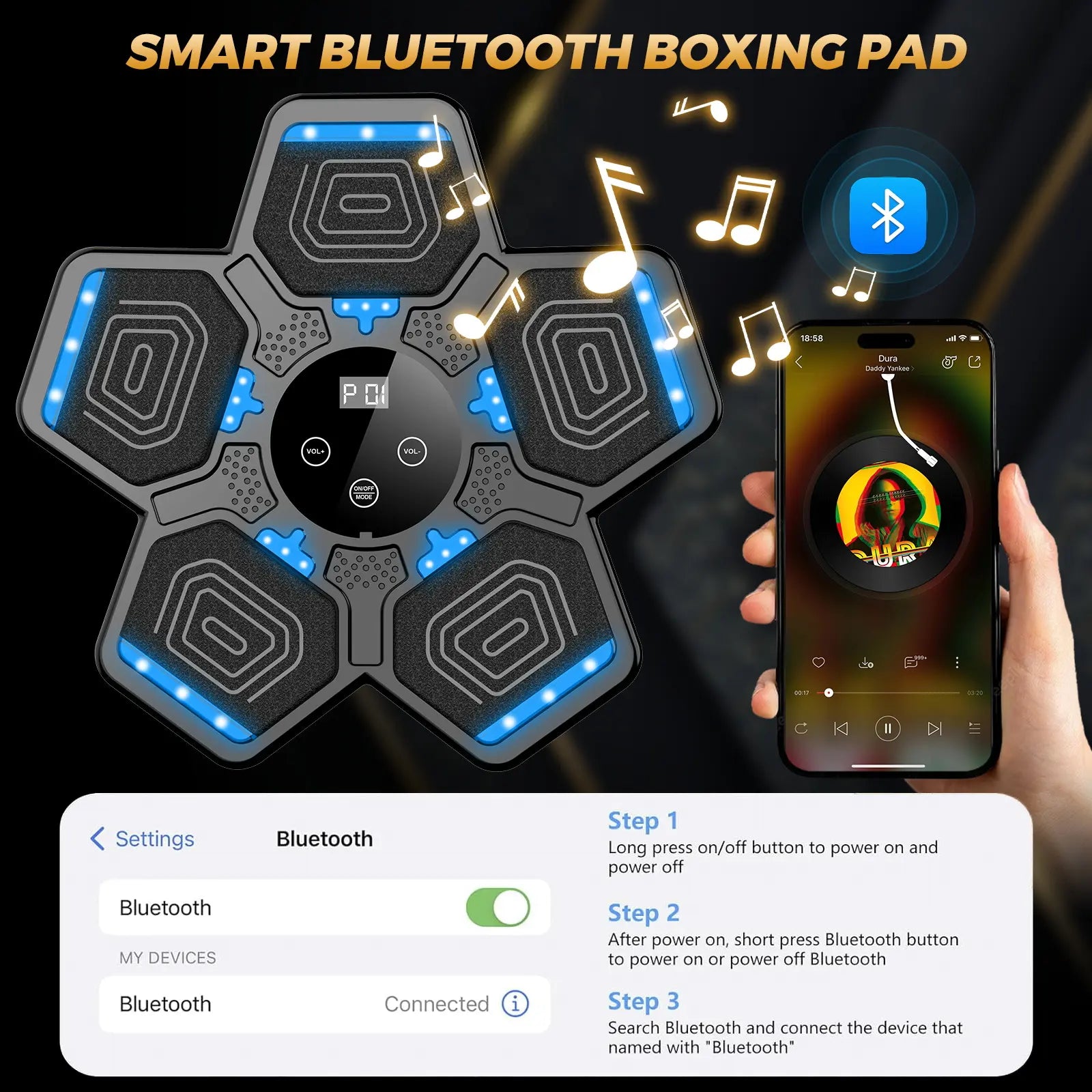 2026 Upgraded Bluetooth Music Boxing Machine with Boxing Gloves and Wall-Mounted Smart Hitting Pad, Adjustable-Speed Boxing Trainer. Home Gym Workout Equipment Suitable for Kids Aged 6+ and Adults, an Ideal Gift for Children and Boxing Enthusiasts.
