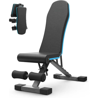 Adjustable Weight Bench, 990 Lbs Quick Fold Weight Bench Suitable for Home Gym, Exercise Bench with Extended Head Support, Adjustable Incline, Decline, and Flat Multifunctional Bench Press Suitable for Full Body Workout