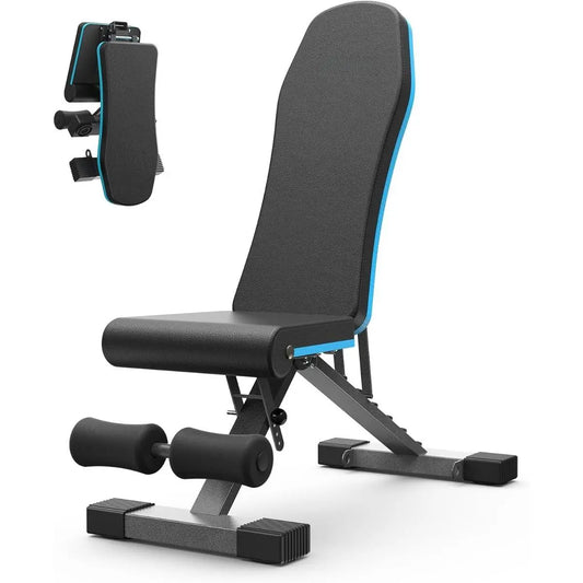 Adjustable Weight Bench, 990 Lbs Quick Fold Weight Bench Suitable for Home Gym, Exercise Bench with Extended Head Support, Adjustable Incline, Decline, and Flat Multifunctional Bench Press Suitable for Full Body Workout