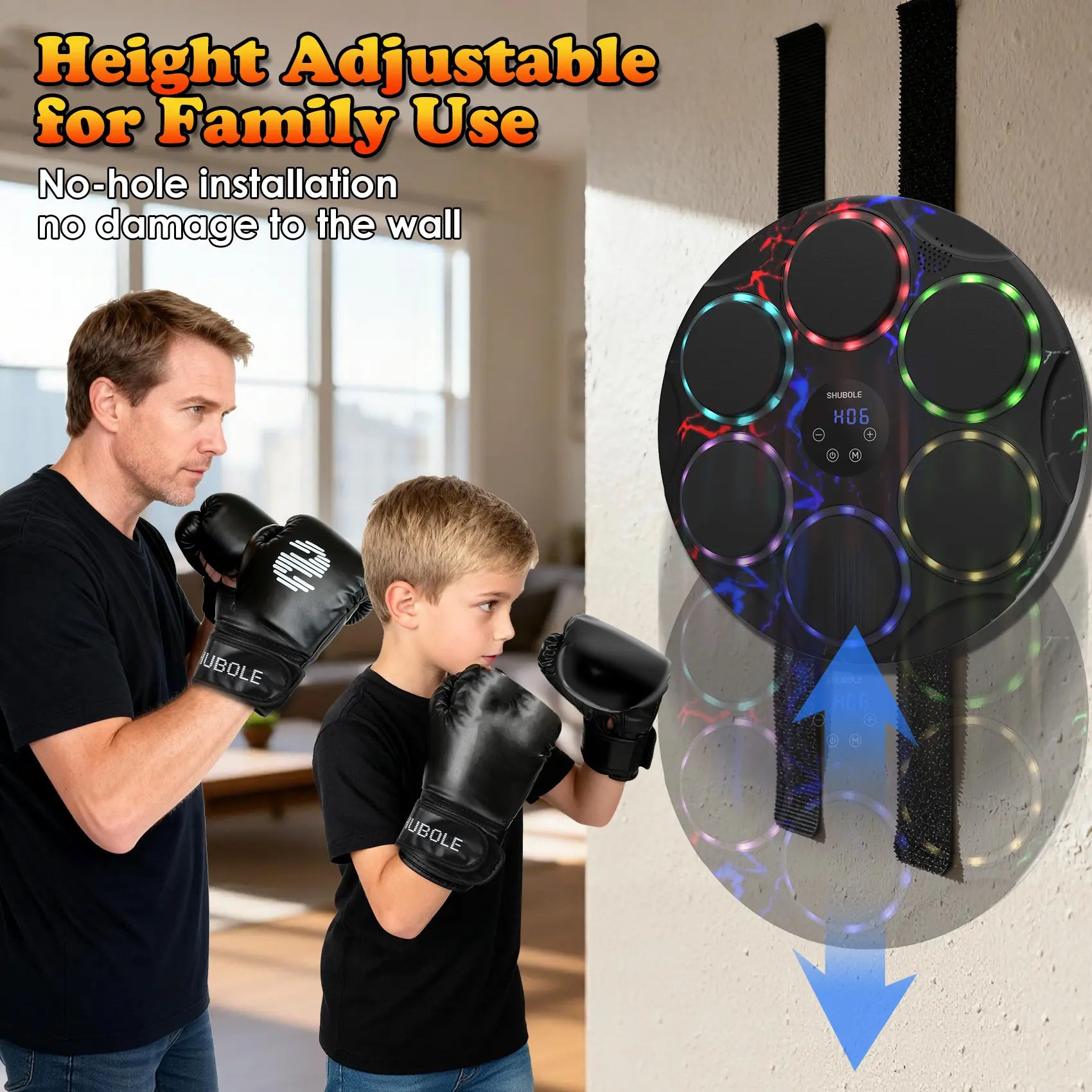 Shubole Music Boxing Machine with Gloves - Wall Mounted Punching Trainer for Adults & Kids, 9-Speed Punch Game, Wall Boxing Punching Pad, 2025 Upgrade Gifts for Boys Age 6+