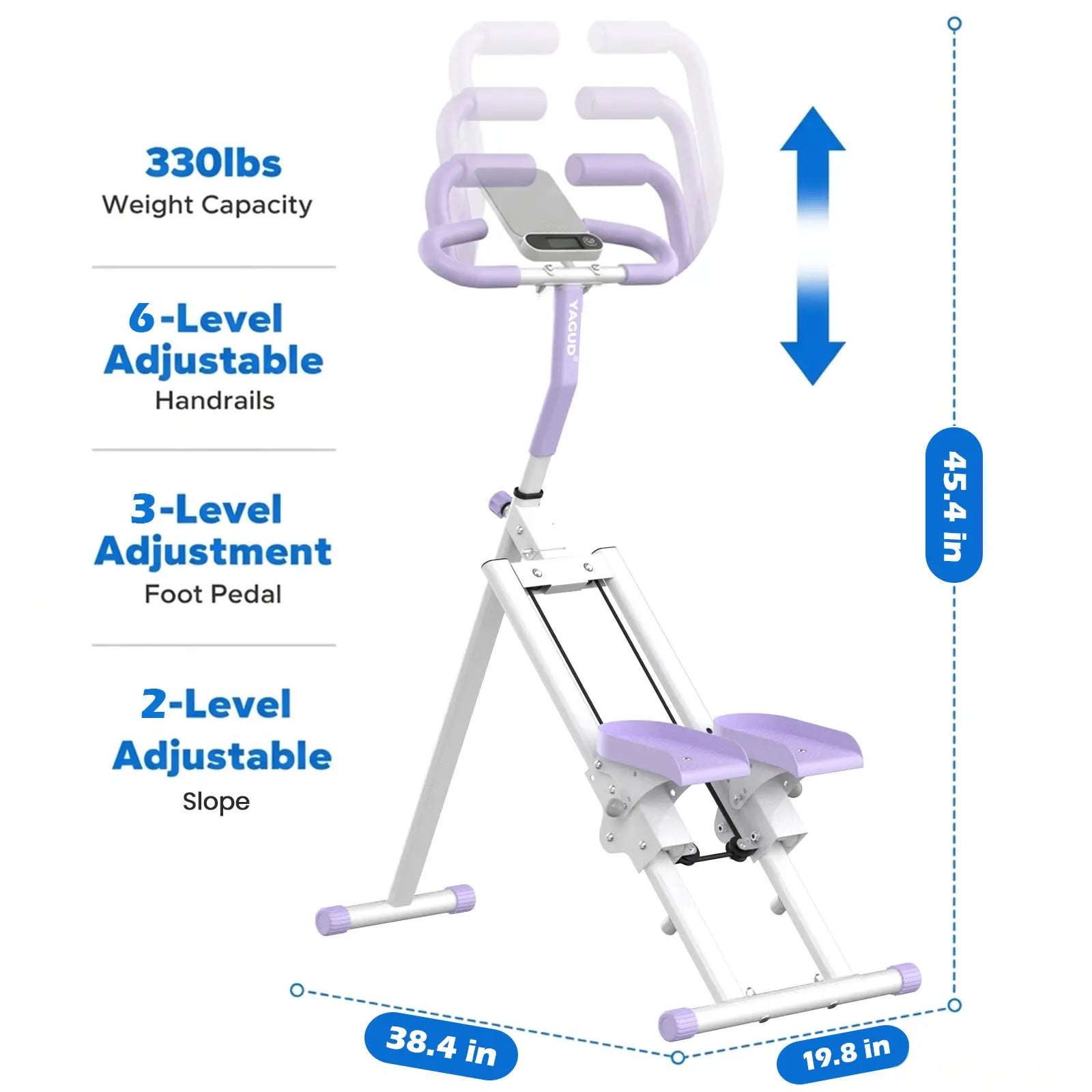 Yagud Fitness Stair Stepper W/ Handlebar, Extended Step Range Climber Machine for Legs & Core Workouts, Home Workout Equipment Summerwins