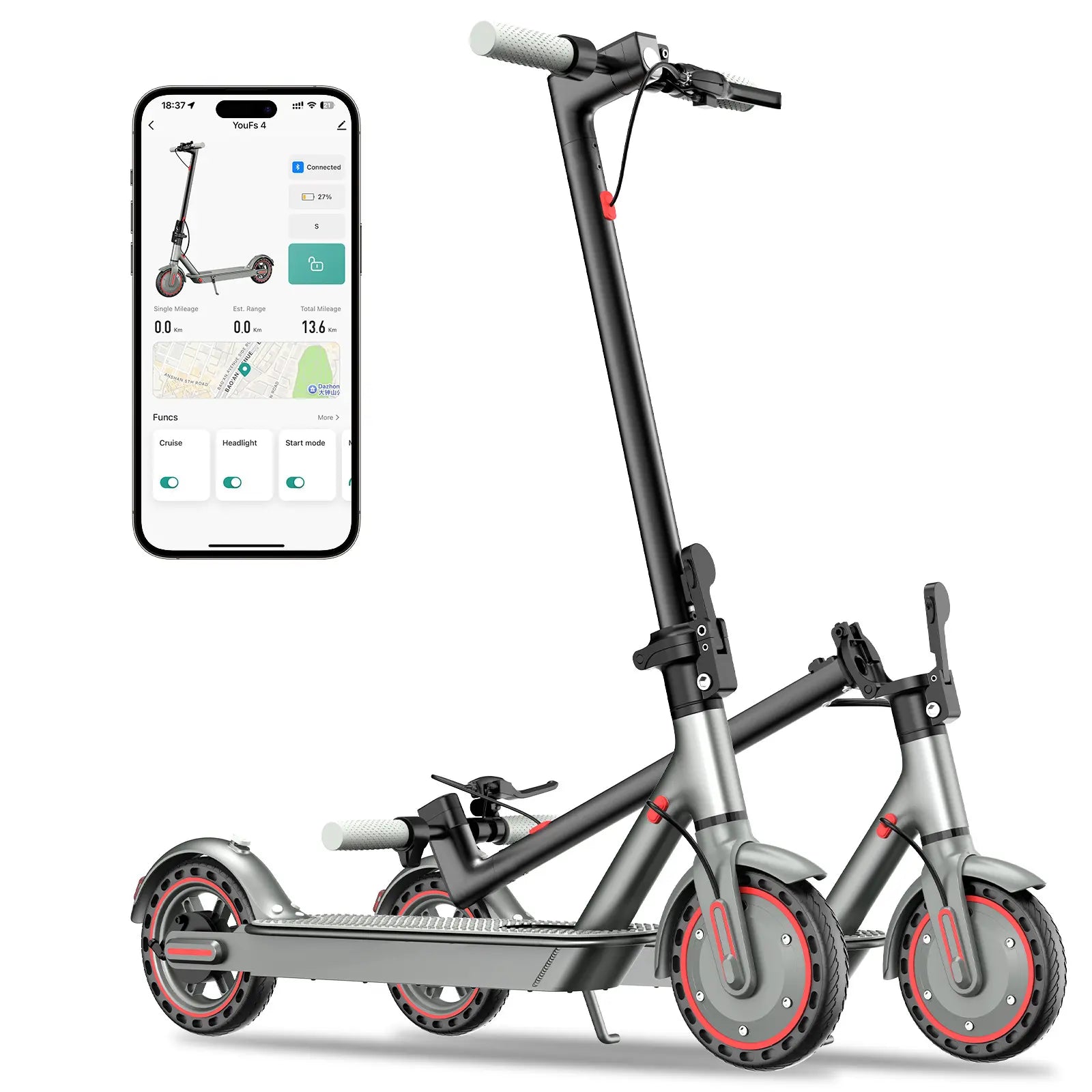 Portable Folding Electric Scooter for Adults & Teens 7.8Ah Battery (15-18 Miles) or 10.5Ah Battery (25-30 Miles), 19 MPH Max Speed, 8.5-Inch Honeycomb Tires, LED Display, Rear Brake Light, Portable Commuter Scooter Tiktokshopbacktoschool