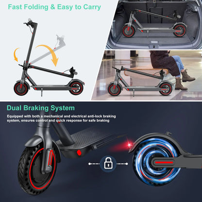 2026 Leisure Folding Scooter, Range of 14 Miles, App Unlocked 28Mph, 3-Speed Adjustable Fun Sports Scooter, Portable Folding Commuting Electric Scooter, with Application Control