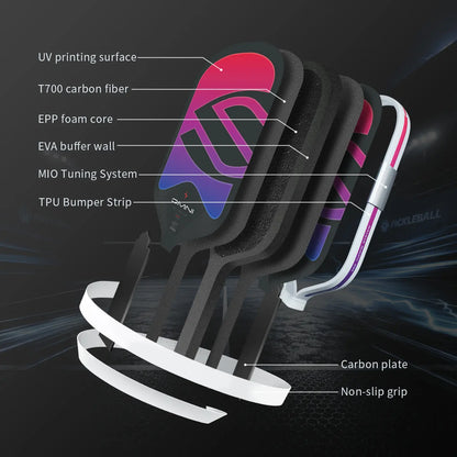 2026 Limited Edition Unisex Hot-Formed T700 Carbon Fiber Paddle Tennis Paddle for Adults - 16Mm EPP Foam Core, High Elasticity, Excellent Control, Durability, Stability, Superior Power, Durable Gear