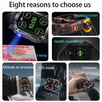 Men's Rechargeable GPS Smartwatch with Magnetic Black Stainless Steel Band, 600mAh USB Rechargeable Battery, Waterproof Design, Flashlight, Compass, Bluetooth Calling, HD Touchscreen, Outdoor Sports Tracker, Android Compatible