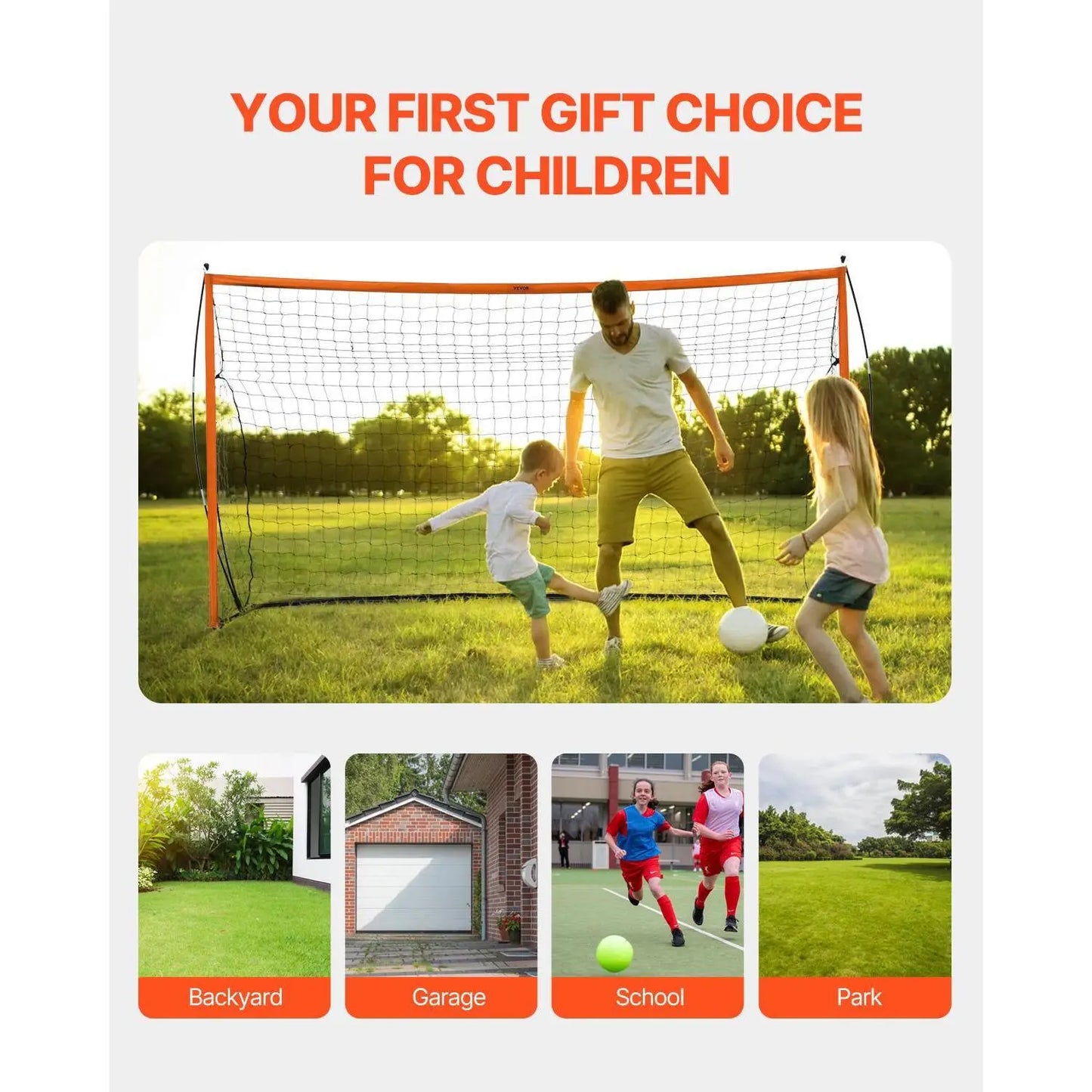 【Summerfinds】Vevor Portable Soccer Goal, 12X6 Ft Adults Kids Backyard Soccer Net, Large Practice Soccer Net, Steel Fiberglass Structure Training Goal Set, All-Weather Outdoor Soccer Goals with Carry Bag, Orange