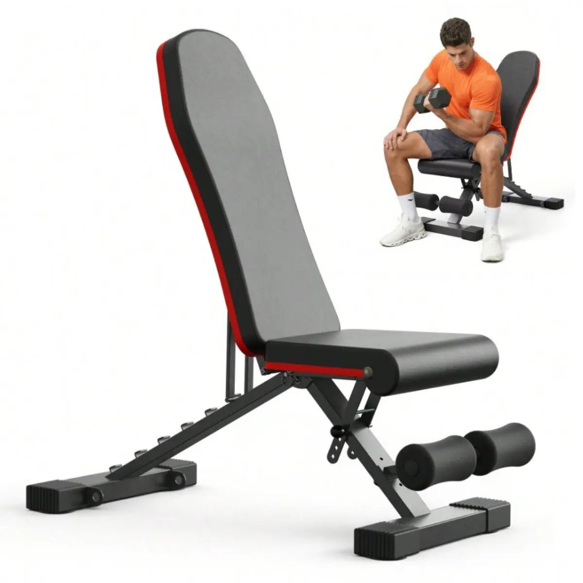 Adjustable Weight Bench, 990 Lbs Quick Fold Weight Bench Suitable for Home Gym, Exercise Bench with Extended Head Support, Adjustable Incline, Decline, and Flat Multifunctional Bench Press Suitable for Full Body Workout