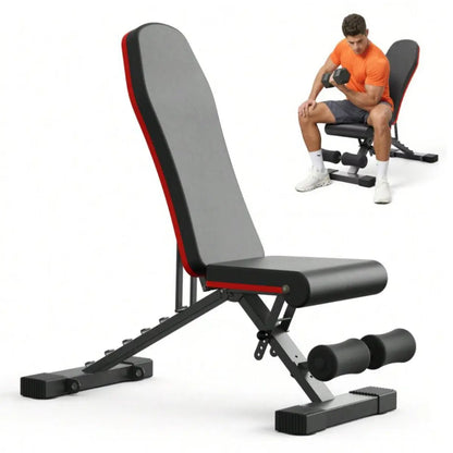 Adjustable Weight Bench, 990 Lbs Quick Fold Weight Bench Suitable for Home Gym, Exercise Bench with Extended Head Support, Adjustable Incline, Decline, and Flat Multifunctional Bench Press Suitable for Full Body Workout