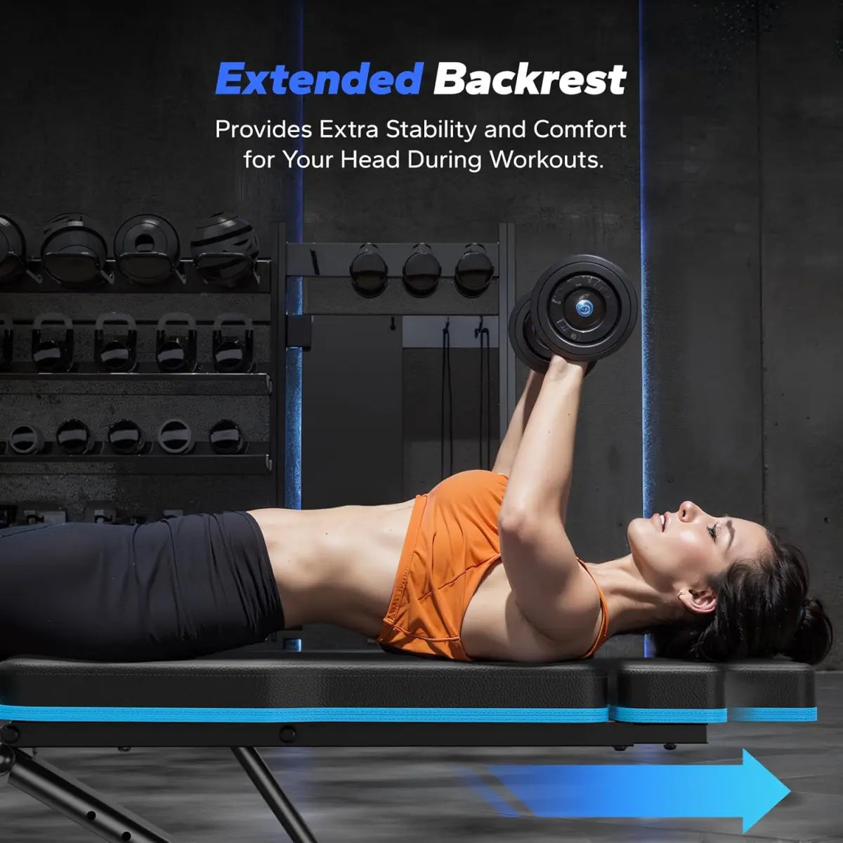 Adjustable Weight Bench, 990 Lbs Quick Fold Weight Bench Suitable for Home Gym, Exercise Bench with Extended Head Support, Adjustable Incline, Decline, and Flat Multifunctional Bench Press Suitable for Full Body Workout