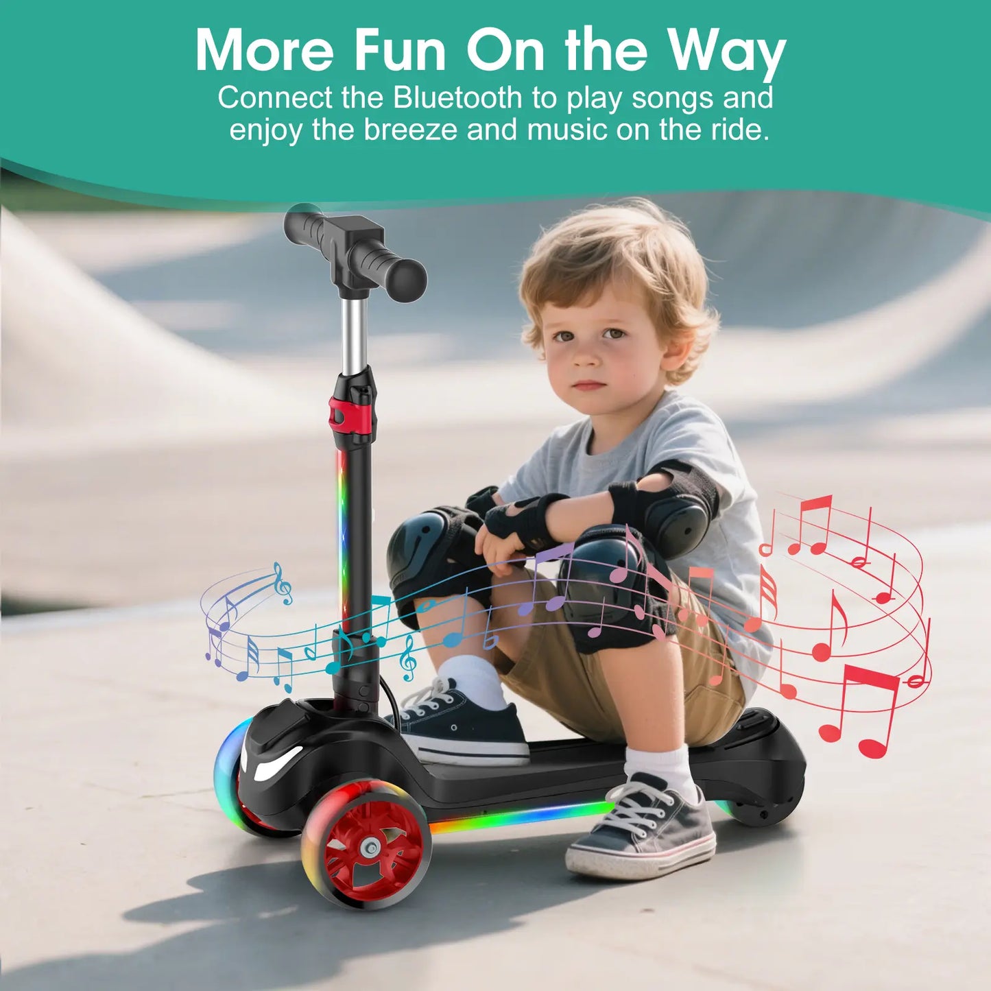 Balance Electric Scooter for Children Ages 3-12, Adjustable Height Motorized Scooter with Bluetooth Speaker, LED Lights, Three-Wheel Design, Thumb Accelerator, Balance Training, and Foldable for Boys and Girls