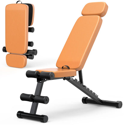 Bearbro 9 Positions Adjustable Weight Bench,Foldable Workout Bench Olympic Weight Bench for Home Gym Full Body Strength Training,Support up to 800Lbs