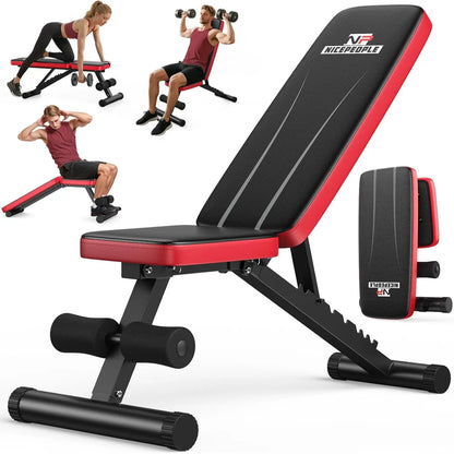 Nicepeople FWB1 Weight Bench for Home Gym, 660LBS Capacity Workout Bench with 8 Backrests for Chest Shoulders Arms, Compact and Foldable Strength Bench for Small Space Apartment Room