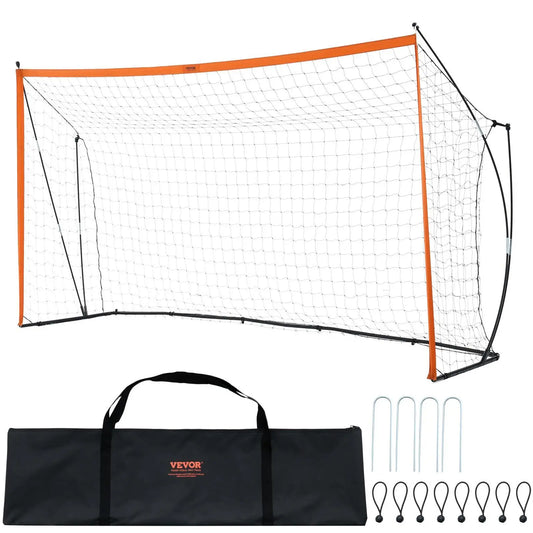 【Summerfinds】Vevor Portable Soccer Goal, 12X6 Ft Adults Kids Backyard Soccer Net, Large Practice Soccer Net, Steel Fiberglass Structure Training Goal Set, All-Weather Outdoor Soccer Goals with Carry Bag, Orange