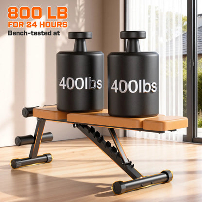 Bearbro 9 Positions Adjustable Weight Bench,Foldable Workout Bench Olympic Weight Bench for Home Gym Full Body Strength Training,Support up to 800Lbs