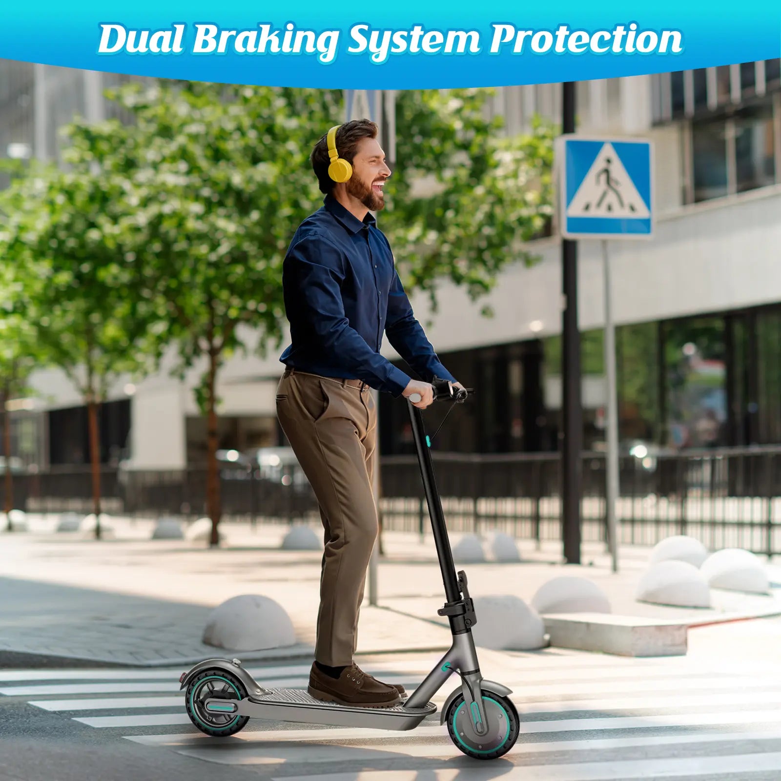 2026 Leisure Folding Scooter, Range of 14 Miles, App Unlocked 28Mph, 3-Speed Adjustable Fun Sports Scooter, Portable Folding Commuting Electric Scooter, with Application Control