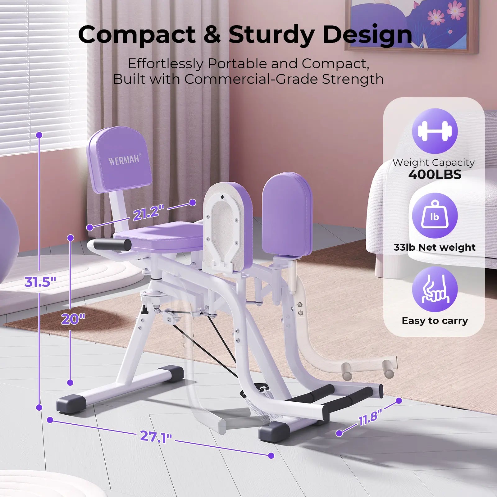 2-In-1 Thigh & Glute Trainer - Adjustable Hip Adductor Machine for Inner Thighs & Hip Dips (Home Gym)-Wermah