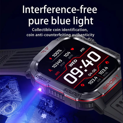 Men's Rechargeable GPS Smartwatch with Magnetic Black Stainless Steel Band, 600mAh USB Rechargeable Battery, Waterproof Design, Flashlight, Compass, Bluetooth Calling, HD Touchscreen, Outdoor Sports Tracker, Android Compatible