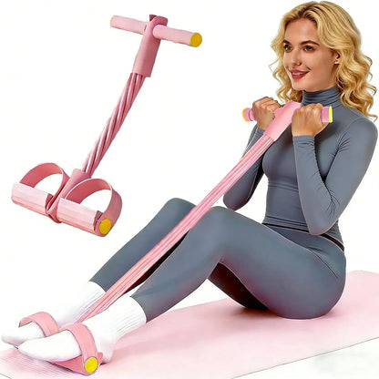 6-Strand Resistance Pedal Puller - Non-Slip Elastic Band Abdominal Trainer, Core Shaper, Sit-Up Helper, Portable Home Gym Workout Tool for Leg & Glute Exercises