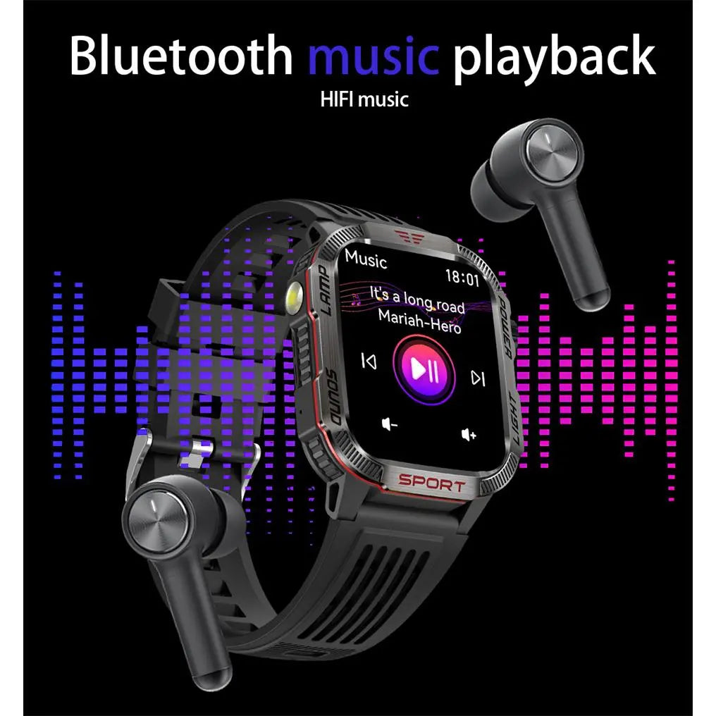 Men's Rechargeable GPS Smartwatch with Magnetic Black Stainless Steel Band, 600mAh USB Rechargeable Battery, Waterproof Design, Flashlight, Compass, Bluetooth Calling, HD Touchscreen, Outdoor Sports Tracker, Android Compatible