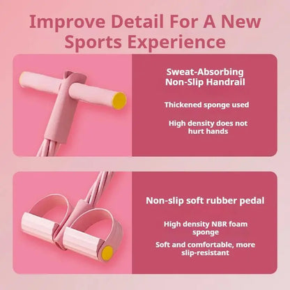 6-Strand Resistance Pedal Puller - Non-Slip Elastic Band Abdominal Trainer, Core Shaper, Sit-Up Helper, Portable Home Gym Workout Tool for Leg & Glute Exercises