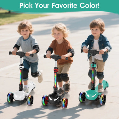 Balance Electric Scooter for Children Ages 3-12, Adjustable Height Motorized Scooter with Bluetooth Speaker, LED Lights, Three-Wheel Design, Thumb Accelerator, Balance Training, and Foldable for Boys and Girls