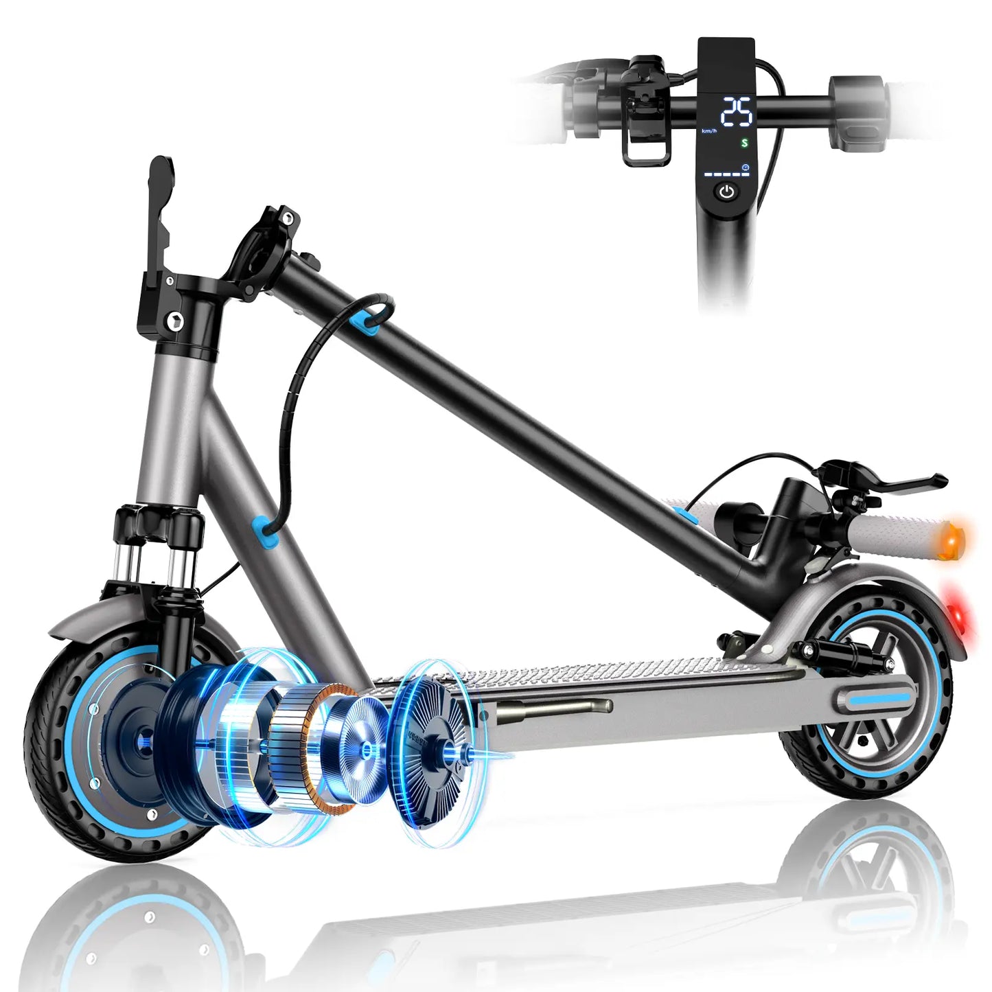 Portable Folding Electric Scooter for Adults & Teens 7.8Ah Battery (15-18 Miles) or 10.5Ah Battery (25-30 Miles), 19 MPH Max Speed, 8.5-Inch Honeycomb Tires, LED Display, Rear Brake Light, Portable Commuter Scooter Tiktokshopbacktoschool