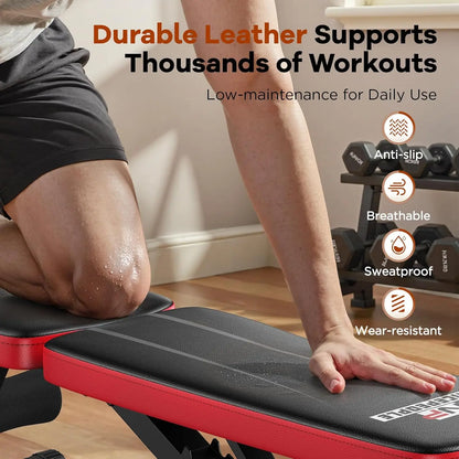 Nicepeople FWB1 Weight Bench for Home Gym, 660LBS Capacity Workout Bench with 8 Backrests for Chest Shoulders Arms, Compact and Foldable Strength Bench for Small Space Apartment Room